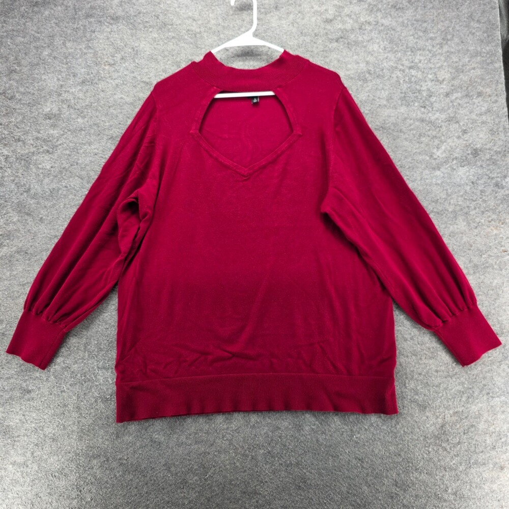 Torrid Sweater Womens 3X Long Sleeve Keyhole Neck Red